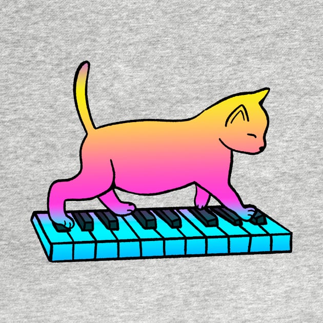 Cat Playing Piano by Kelly Louise Art